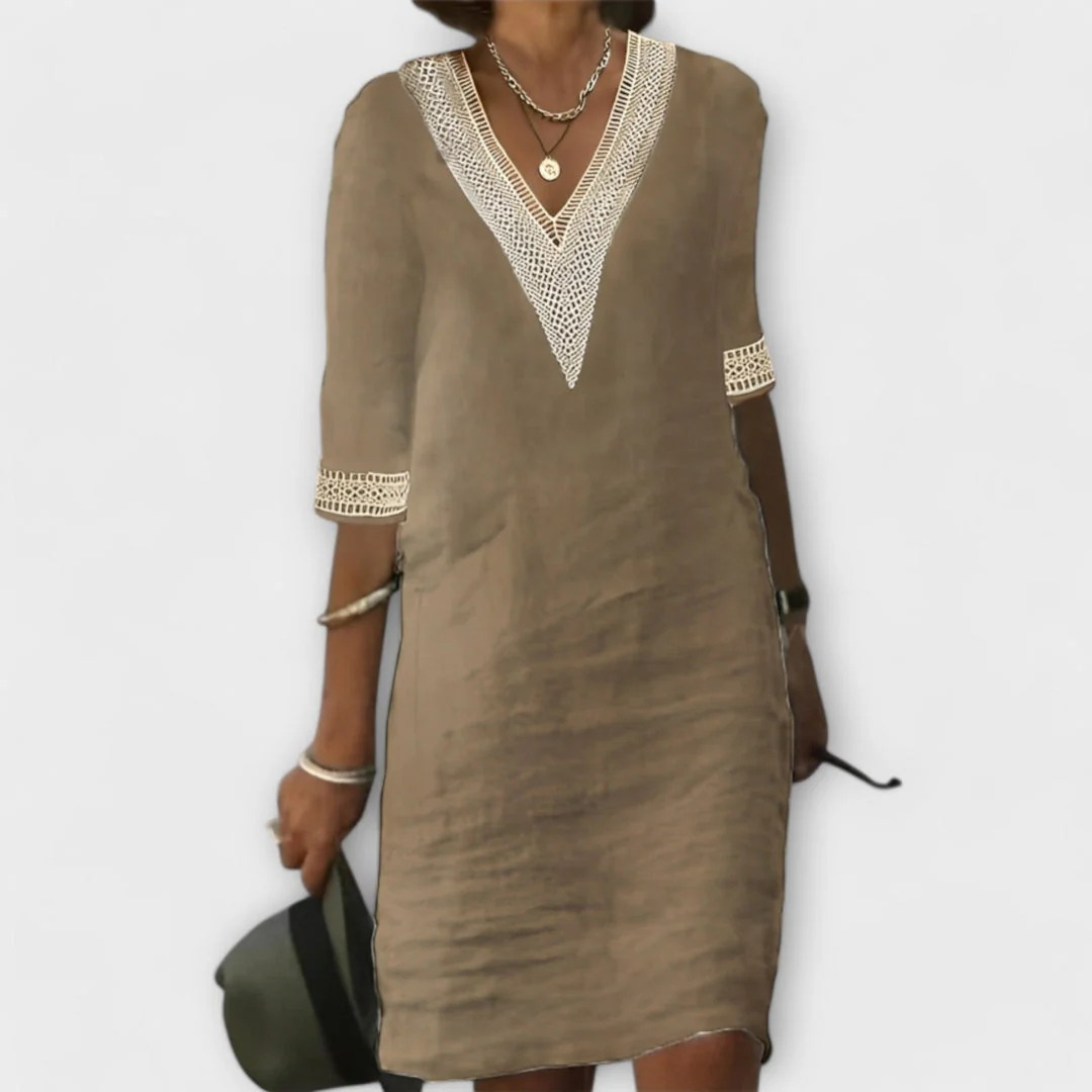 Olivia | Damen Modernes Leichtes Midikleid Locker Schlicht