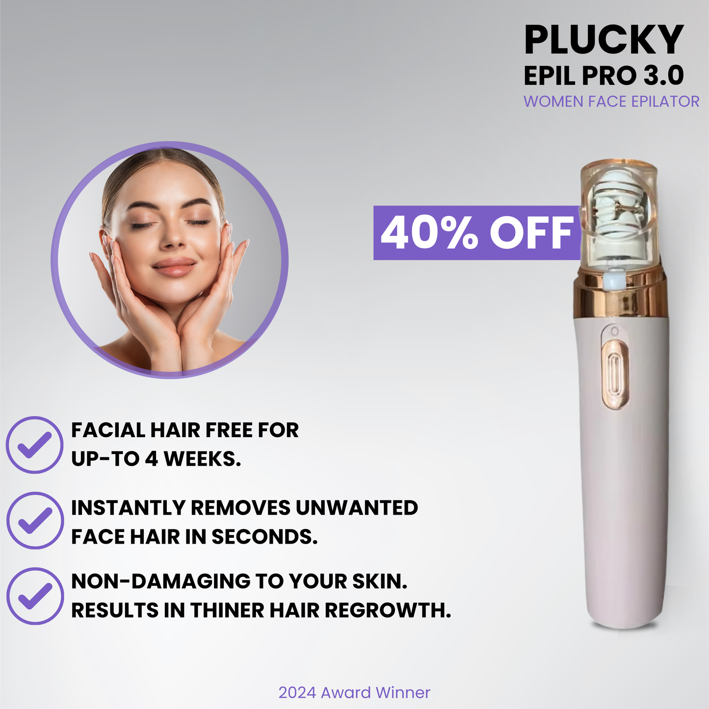 Plucky - Facial Hair Remover - 40% OFF!