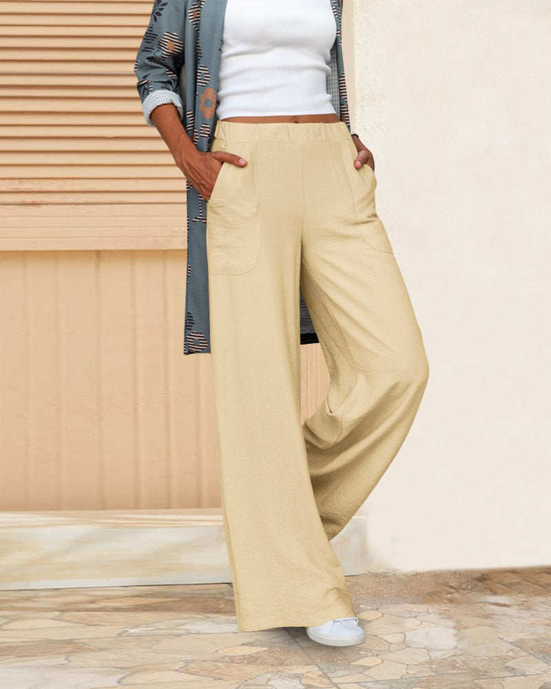 Women’s Straight Leg Trousers – High Waist Comfortable Casual Everyday Pants