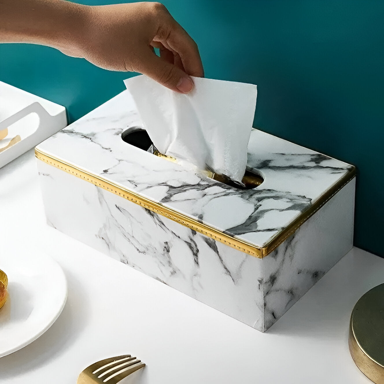 PraktLåda® by JesseVance Sweden: Designer Leather Marble Grain Tissue Box