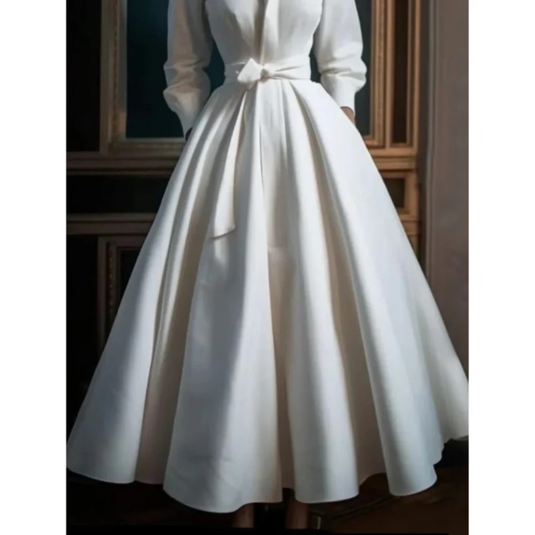 Serena | Damen Weißes Midikleid Alltag