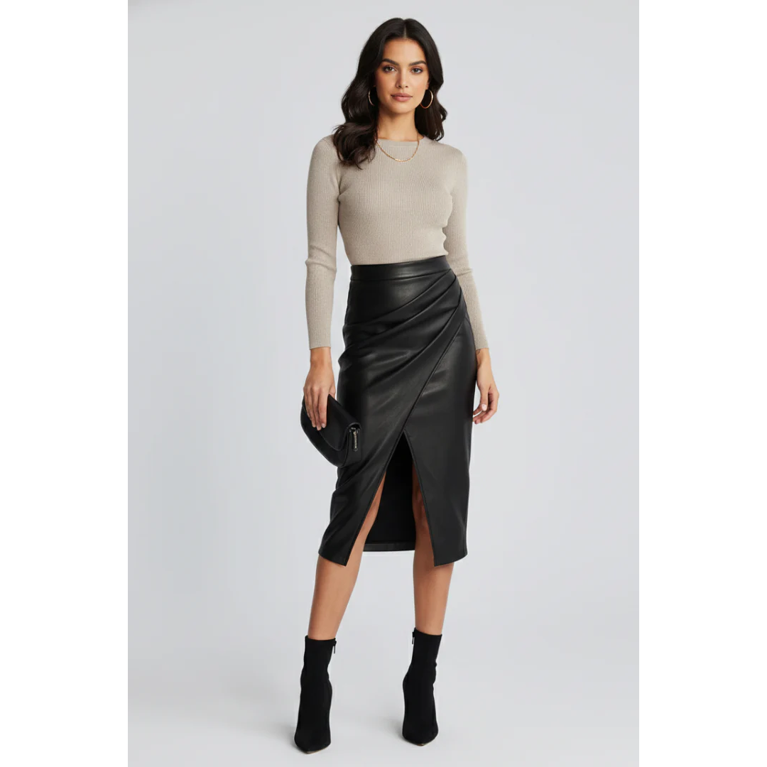Soraya | Damen Midirock Plissee Mit Schlitz