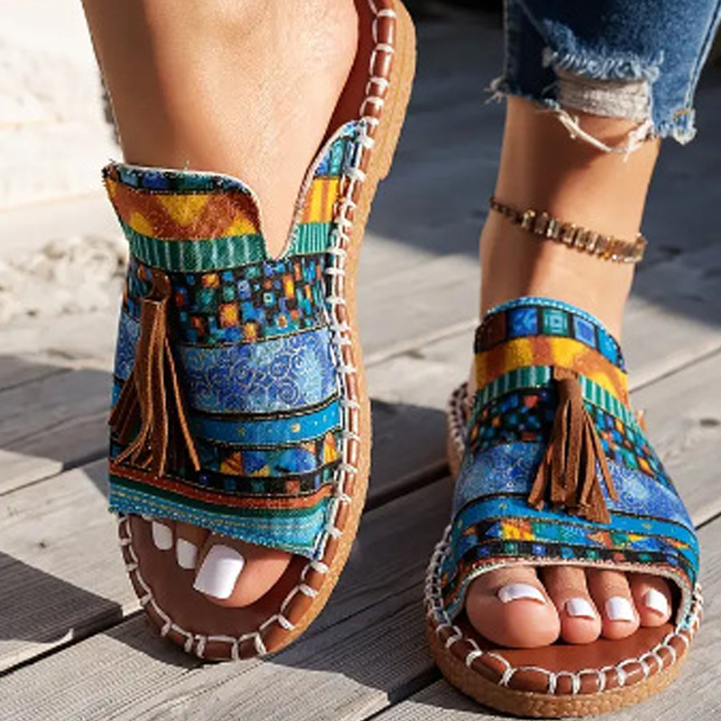 Trendige Schlittschuh-Sandalen mit Boho-Muster für Damen - Roborro