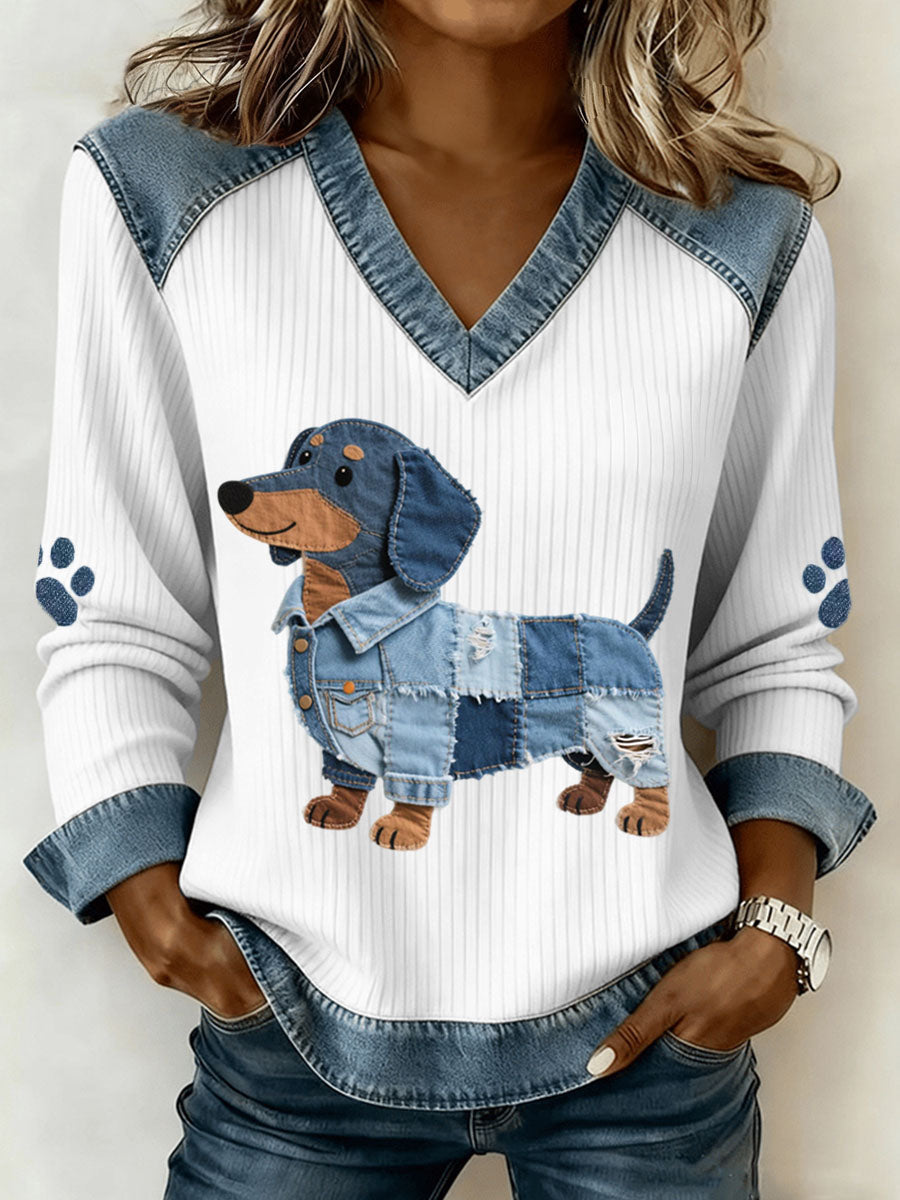 Stella™ | Artistiek Denim Patchwork Top