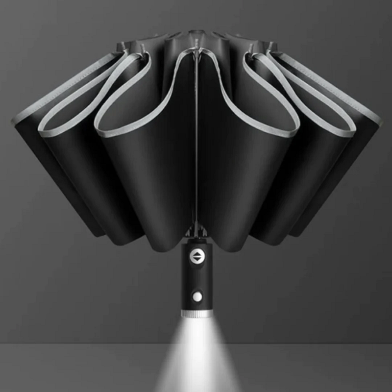Sturmfester Automatik-Regenschirm mit LED-Beleuchtung