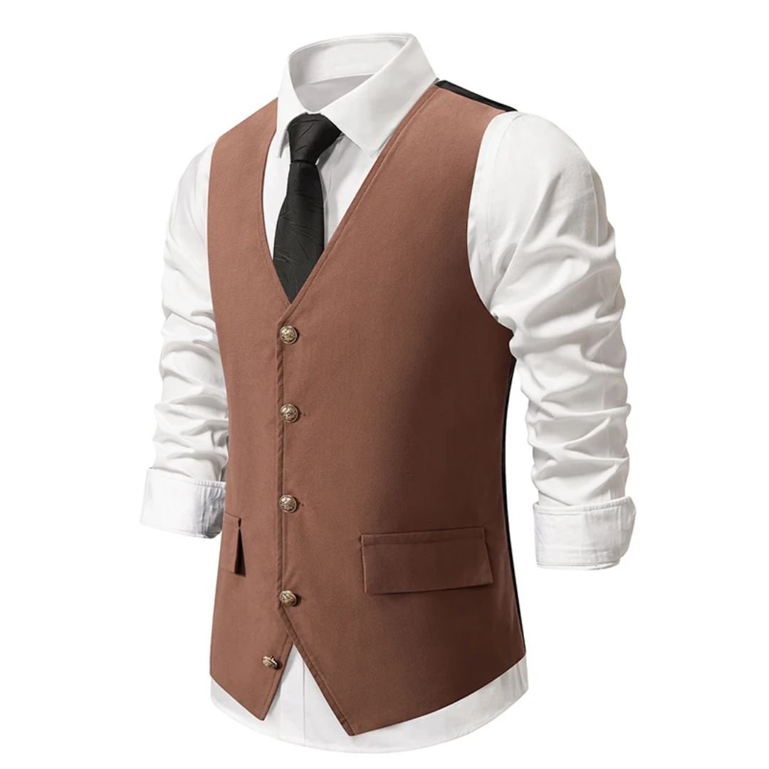 Stilvolle Herrenweste aus Wildleder – Vintage-Grün, Slim Fit
