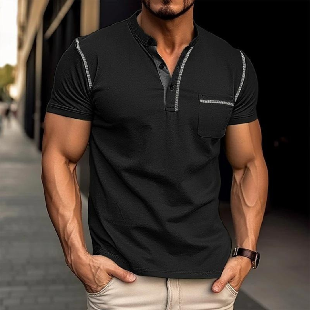 Sven | Herren Henley Shirt Mit Kontrast Für Alltag