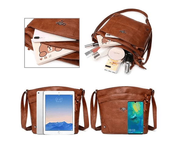 Authentische Vintage-Leder-Schultertasche mit reicher Patina und zeitlosem Stil