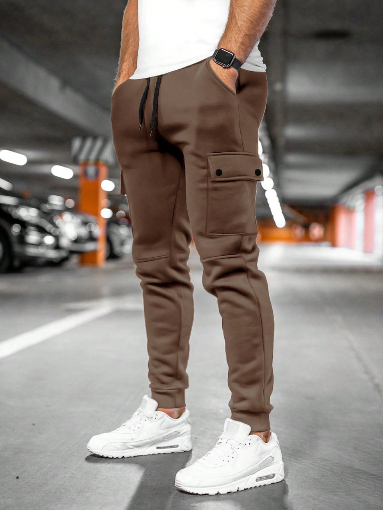 Men's Cotton Blend Cargo Joggers Slim Fit Casual Spring
