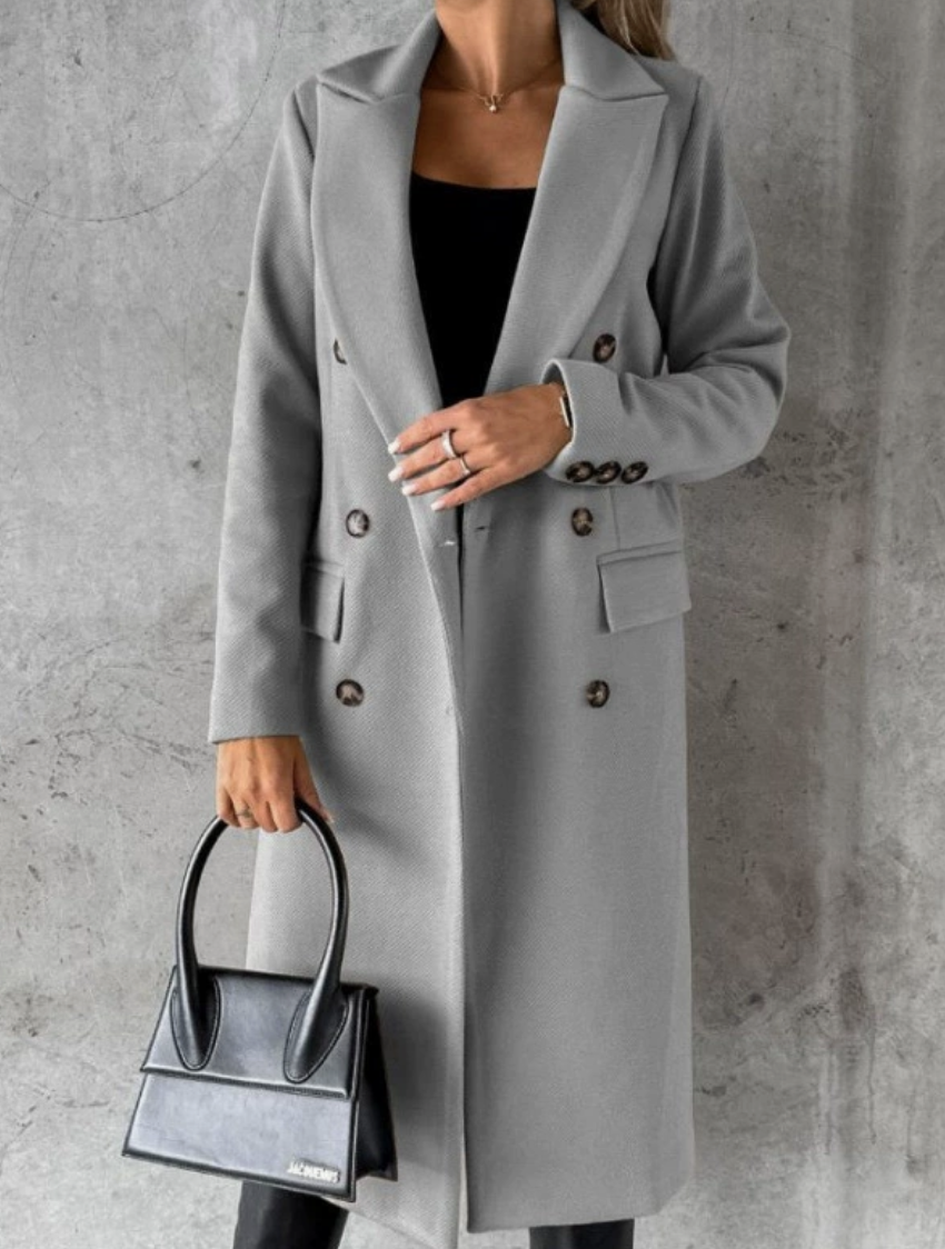 Elena Prestige | Longline Double-Breasted Coat – Lumina