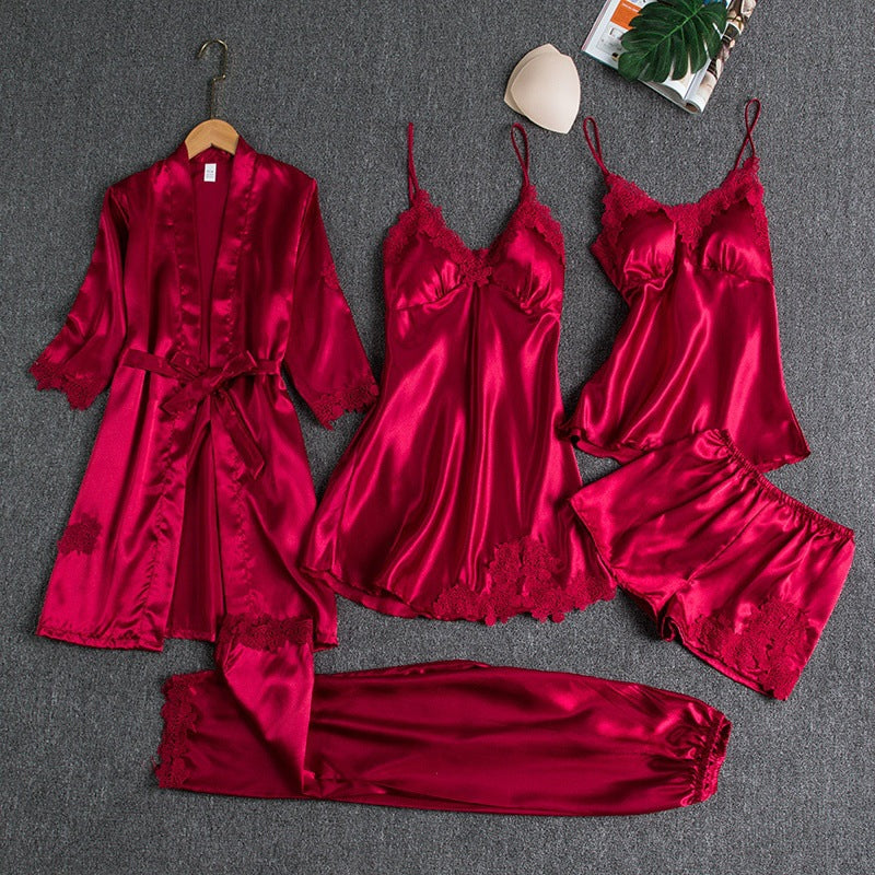 Women's 4-Piece Satin Sleepwear Set – Soft and Breathable