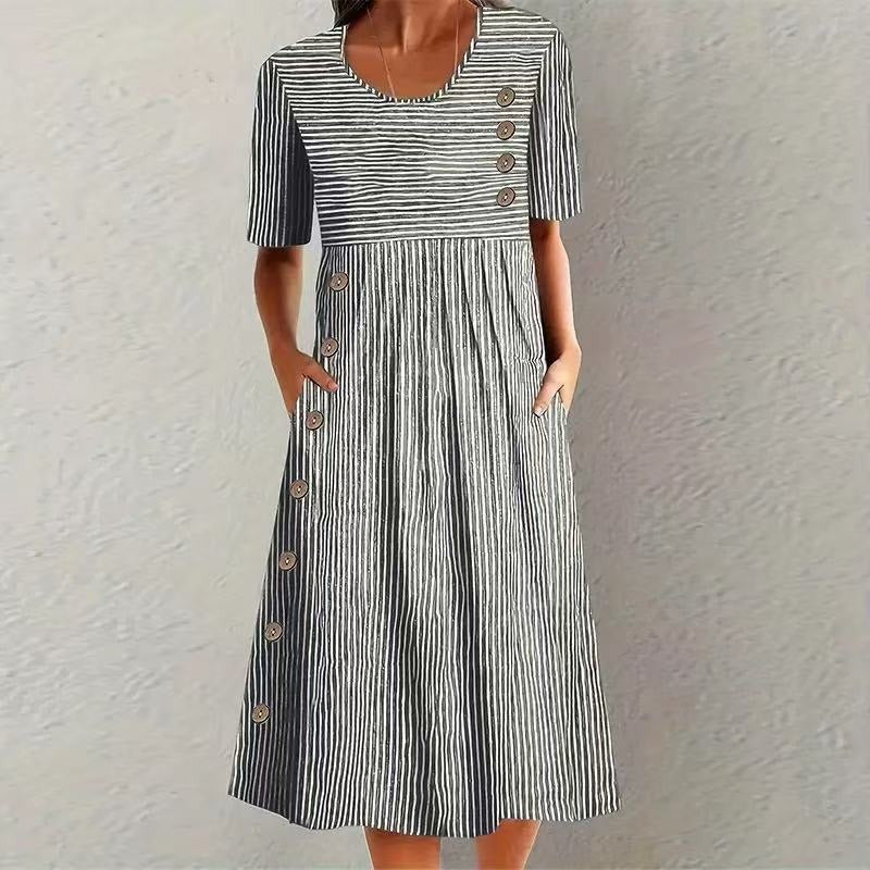 Women's Midi Dress with Pinstripe Pattern