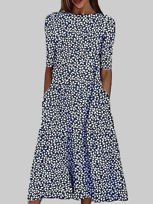 Amelia | Leaf Pattern Summer Midi Dress