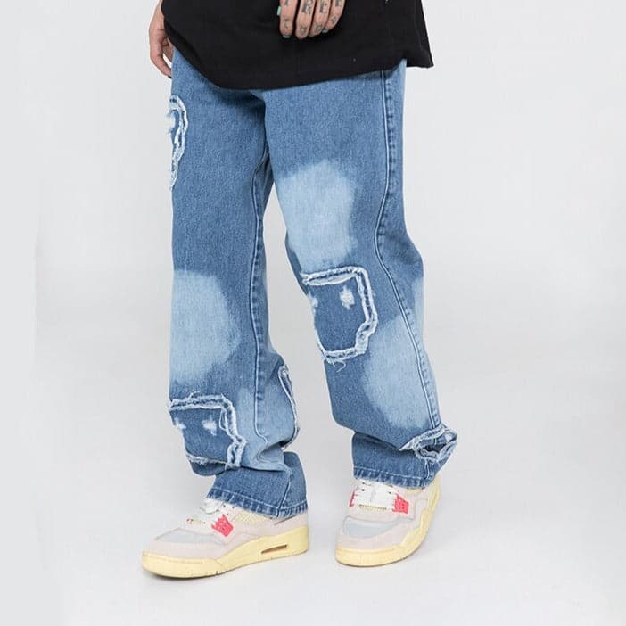 Baggy Patched Ripped Jeans
