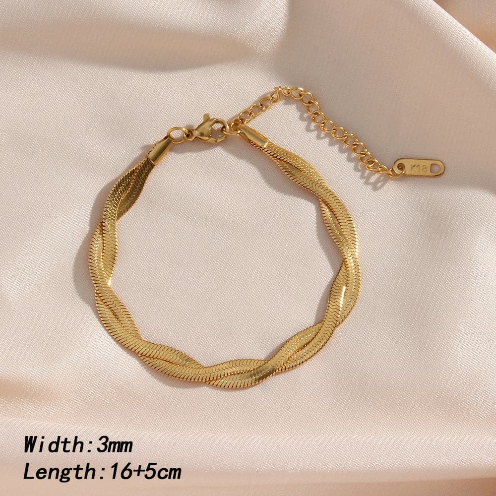 Gold Chain Necklace Bracelets Set