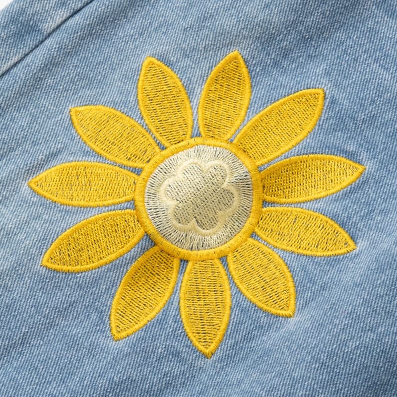 Colorful Embroidered Flowers Jeans