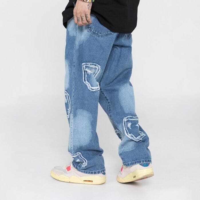 Baggy Patched Ripped Jeans