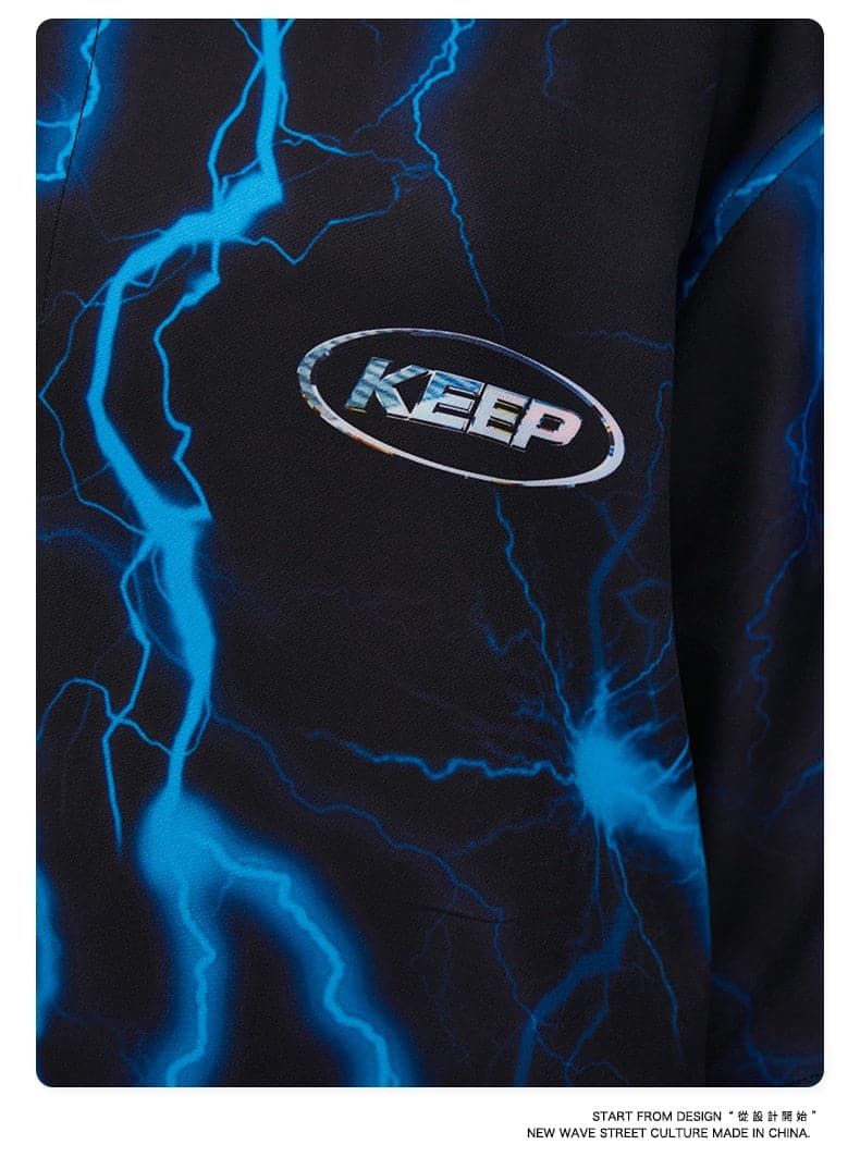Blue Lightning Button Up