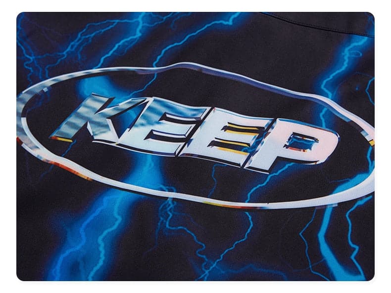 Blue Lightning Button Up