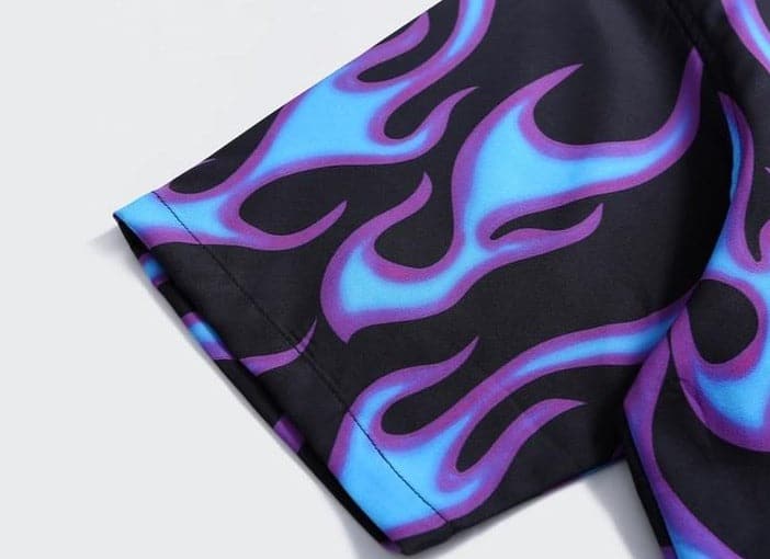 Blue Flames Button Up