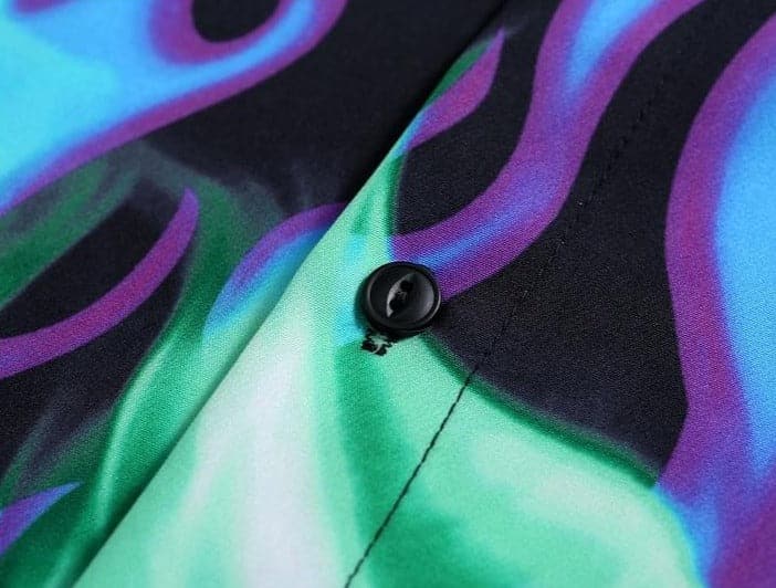 Blue Flames Button Up