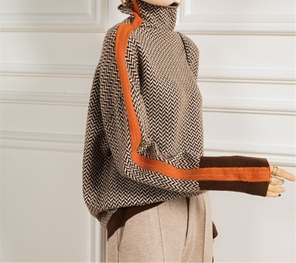 Bella | Women Luxe Herringbone golf sweater