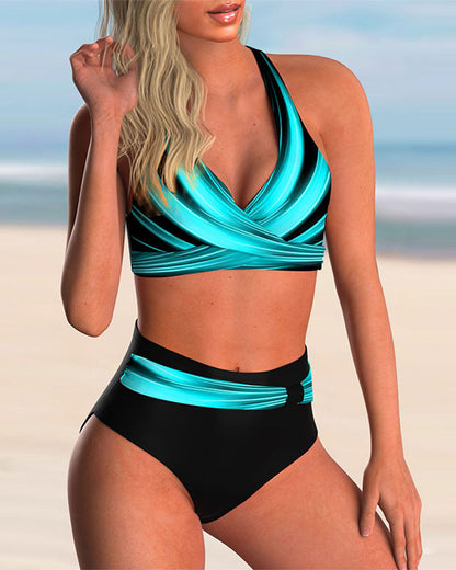 Liliana - Bikini komplekts ar krustu kaklā un rakstu