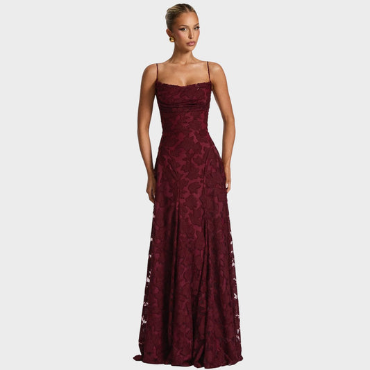 Larissa | Rochie lungă din dantelă elegantă