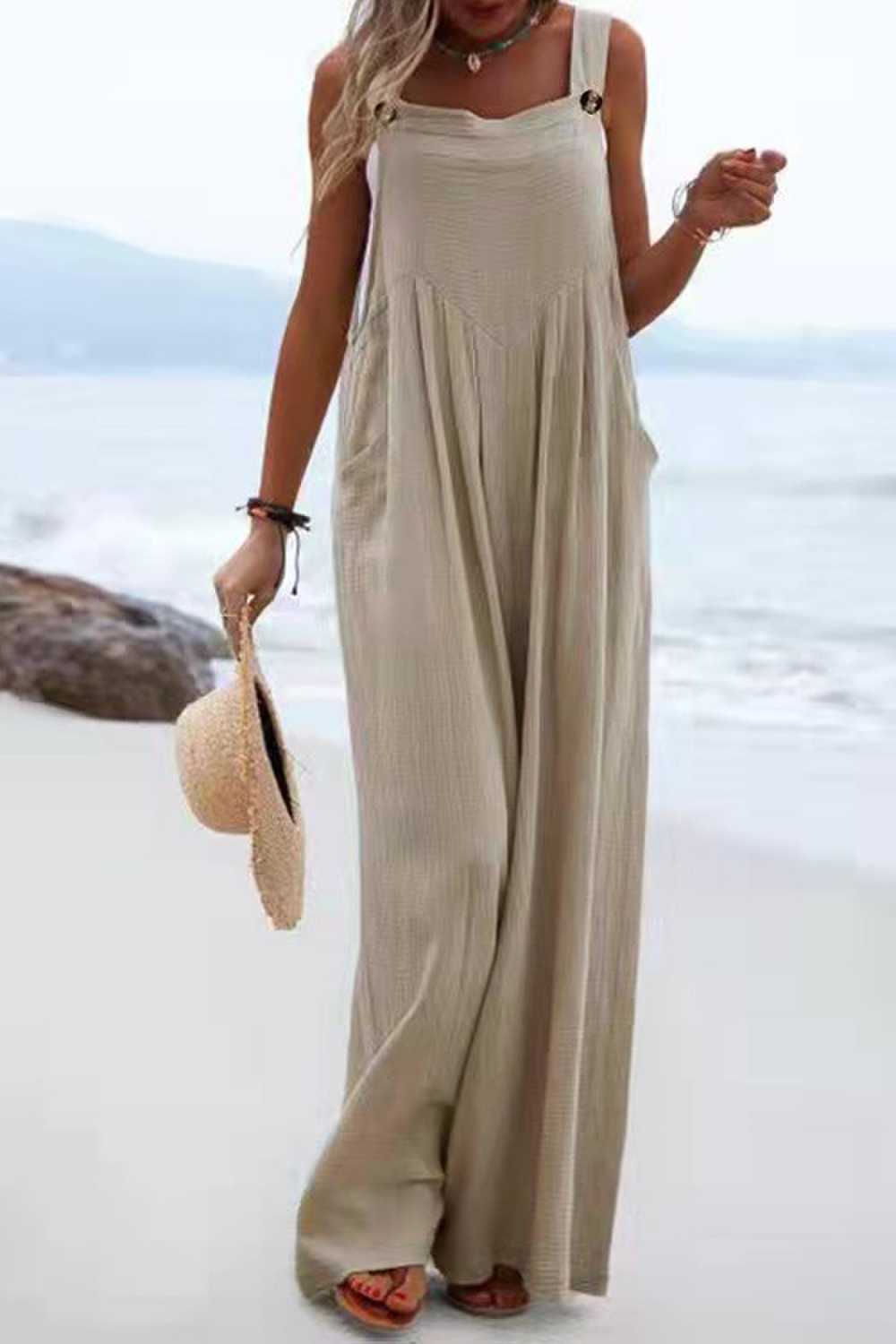 Salopette Bohème Femme Sophia – Coupe Ample et Aérienne avec Bretelles Spaghetti Confortables