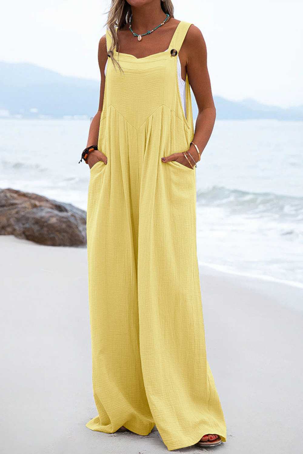 Salopette Bohème Femme Sophia – Coupe Ample et Aérienne avec Bretelles Spaghetti Confortables