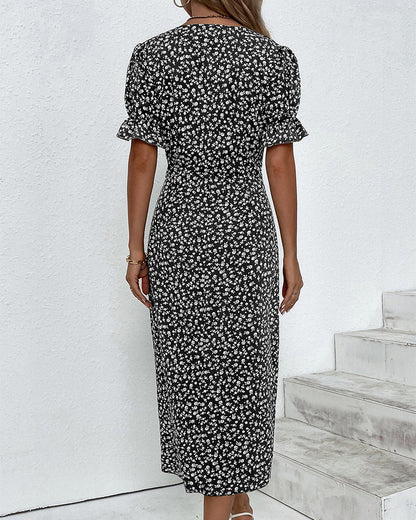 Khalee | Vestido Midi Envoltura de Manga Corta para Mujeres
