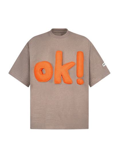Graphic OK! Slogan Cotton T-Shirt