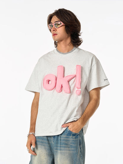 Graphic OK! Slogan Cotton T-Shirt