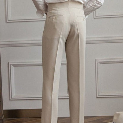 Elegante Pantalone Uomo Sartoriale Piega Gamba Dritta