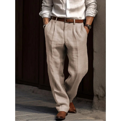 Tom Hollinger | Herren Leinenhose Lockerer Sitz Elegante Businesshose