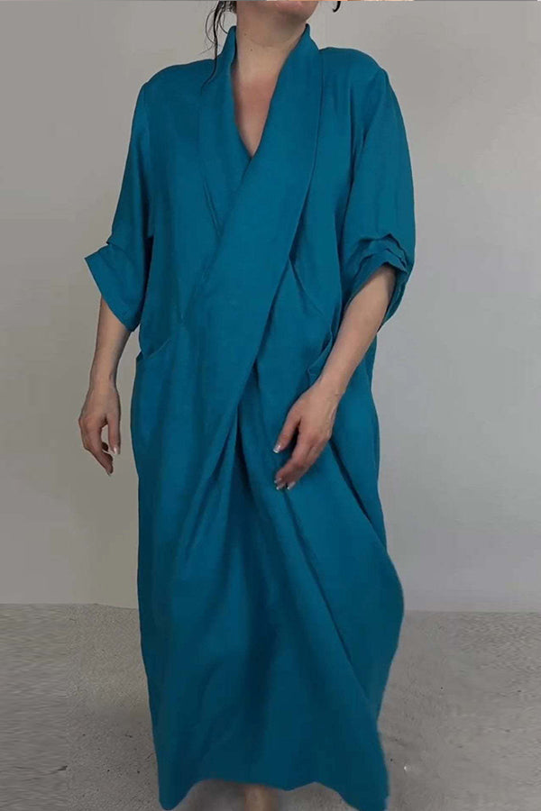 Ashael | Minimalistische V-halsjurk voor dames met zakken – Casual zomerse tuniekjurk, losse pasvorm