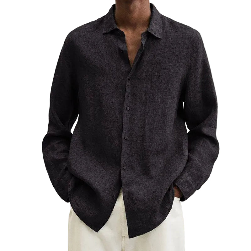Renaro – Mens Linen Shirt Long Sleeve Slim Fit