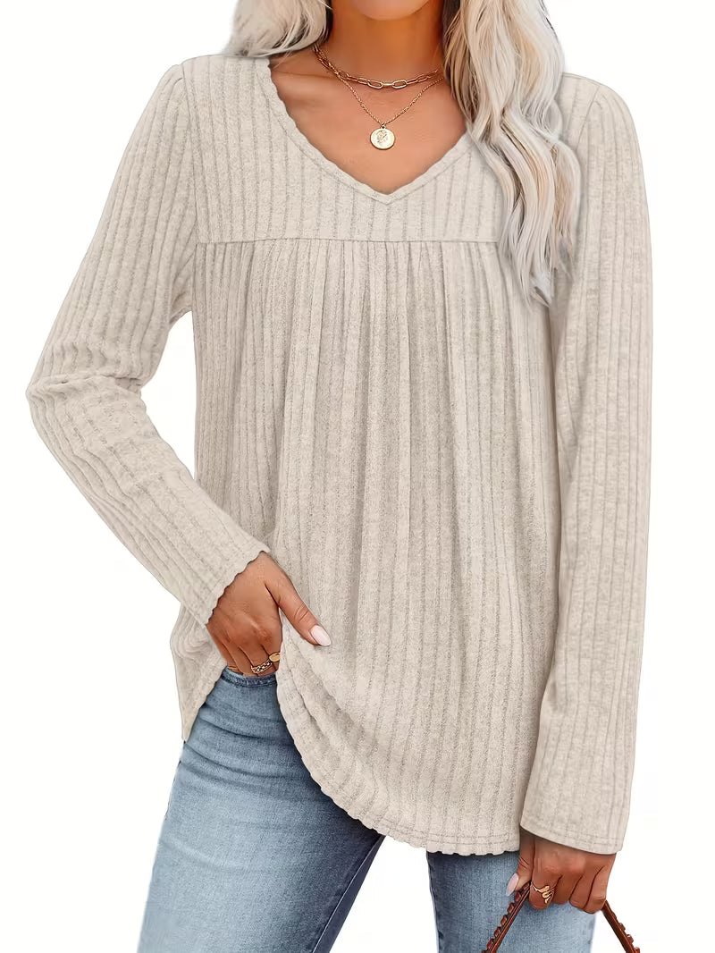 Sofhie | Eleganter Ripp-Pullover mit V-Ausschnitt