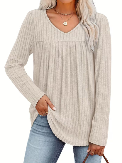 Sofhie | Eleganter Ripp-Pullover mit V-Ausschnitt