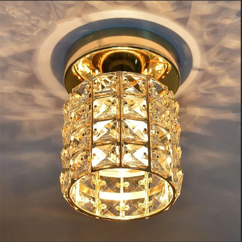 Elara | Plafondlamp – Modern Kristal Design in Goud & Glas