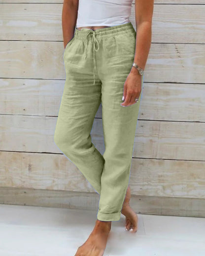 Victoria | Linen Drawstring Relaxed Fit Trousers