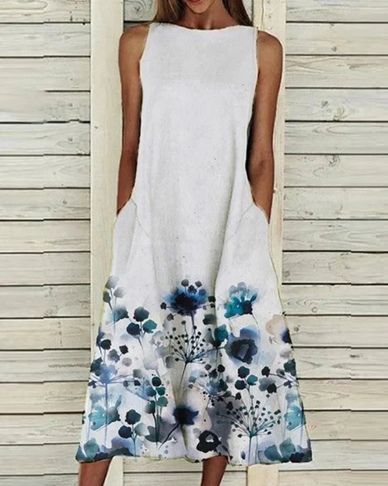 Élise – Robe midi d’été à motif floral femme