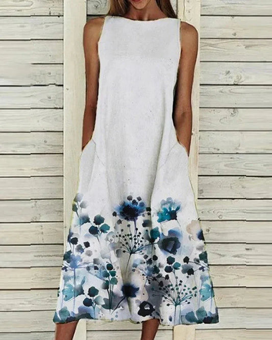 Élise – Robe midi d’été à motif floral femme
