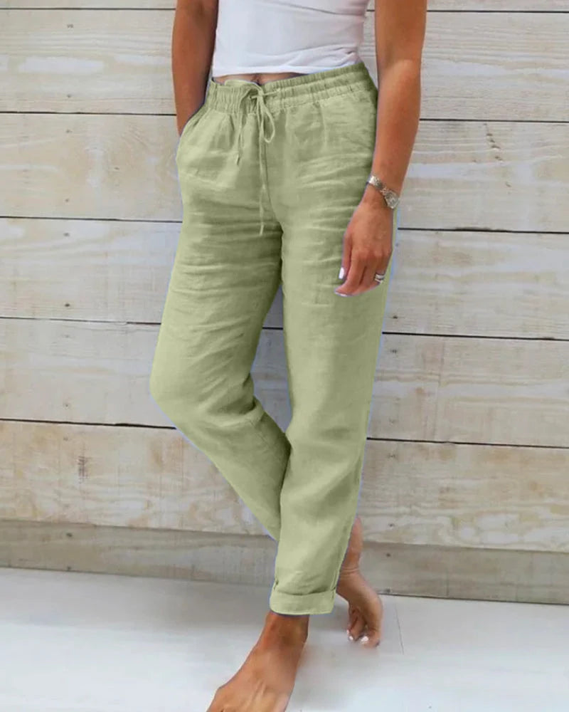 Lorinne | Pantaloni in Lino Stretch