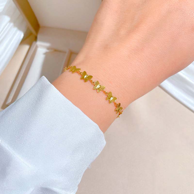 Bia | Pulseira com borboletas (dourada)
