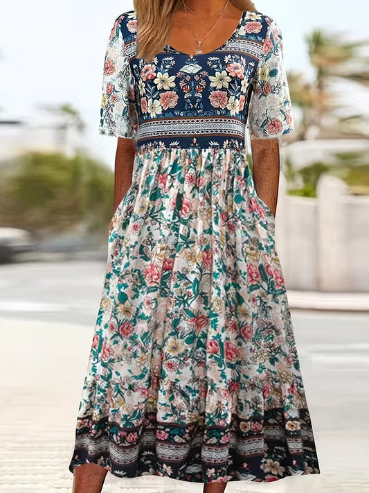 Lisan – Kleid mit Vintage-Blumenmuster und Tasche