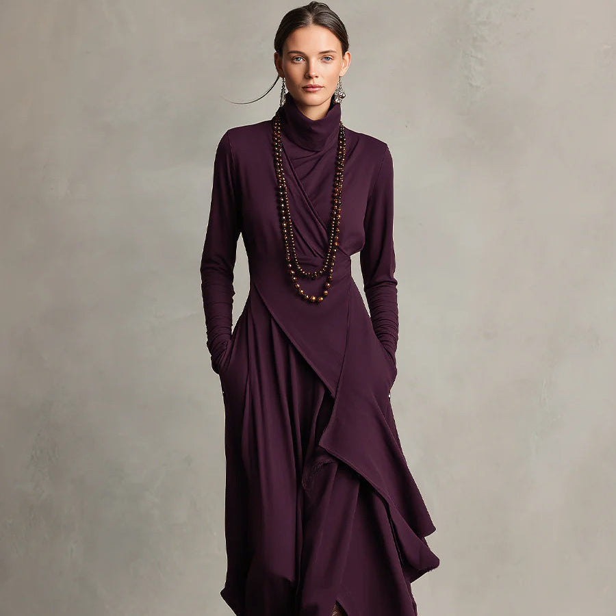Damen-Boho-Maxikleid, asymmetrisch