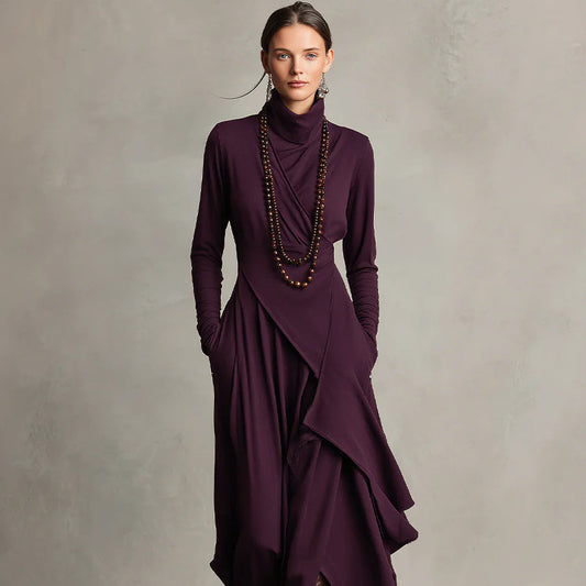 Damen-Boho-Maxikleid, asymmetrisch