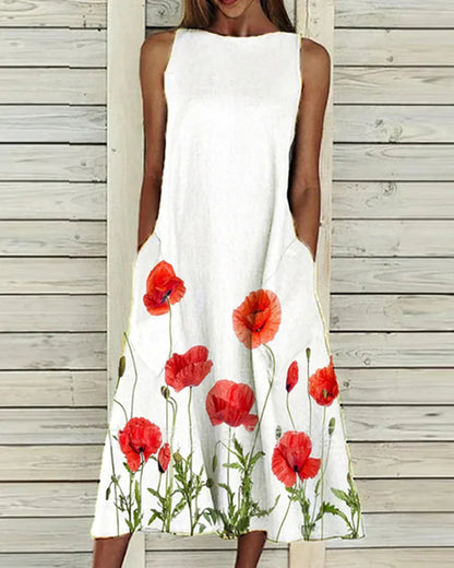 Élise – Robe midi d’été à motif floral femme