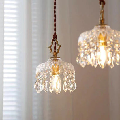 Kristallen Hanglamp Koper E14 Vintage Bloem K9 Kristal Glas Slaapkamer Hal Entree Romantisch Pendellamp Antiek | Restfield